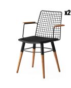 2 chaises trend 961 noir/noyer - 43x82x39 cm